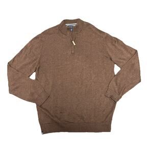 Mizzen Main Sweater Mens Large Brown Quarter Zip Mock Neck Pullover Knit